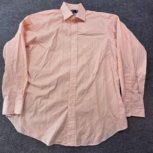 Polo By Ralph Lauren Dress Shirt Mens 16.5 Orange Stripe Button Down Long Sleeve